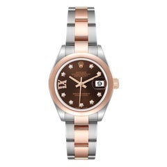 Rolex Datejust Damenuhr aus Stahl und Roségold mit Diamant-Zifferblatt 279161 Boxkarte