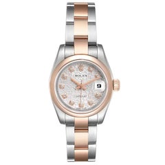 Rolex Datejust Steel Rose Gold Diamond Ladies Watch 179161 Box Papers