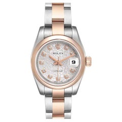 Rolex Datejust Steel Rose Gold Diamond Ladies Watch 179161 Box Papers