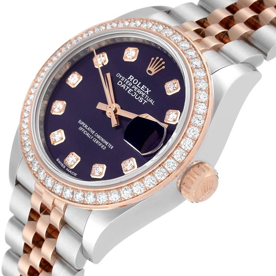Rolex Datejust Steel Rose Gold Diamond Ladies Watch 279381 Box Card In Excellent Condition In Atlanta, GA