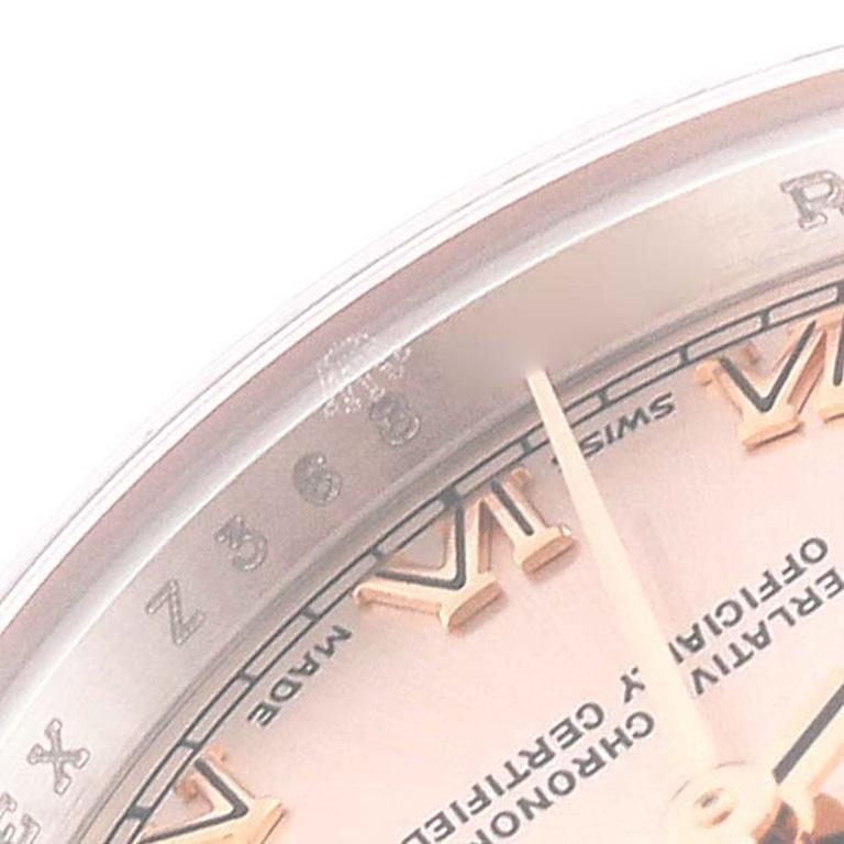 Rolex Datejust Steel Rose Gold Ladies Watch 179171 Box Papers. Officially certified chronometer automatic self-winding movement. Stainless steel oyster case 26.0 mm in diameter. Rolex logo on an 18K rose gold crown. 18k Everose rose gold fluted