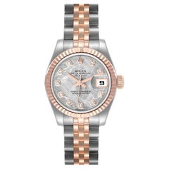 Rolex Datejust Steel Rose Gold Meteorite Diamond Dial Ladies Watch 179171