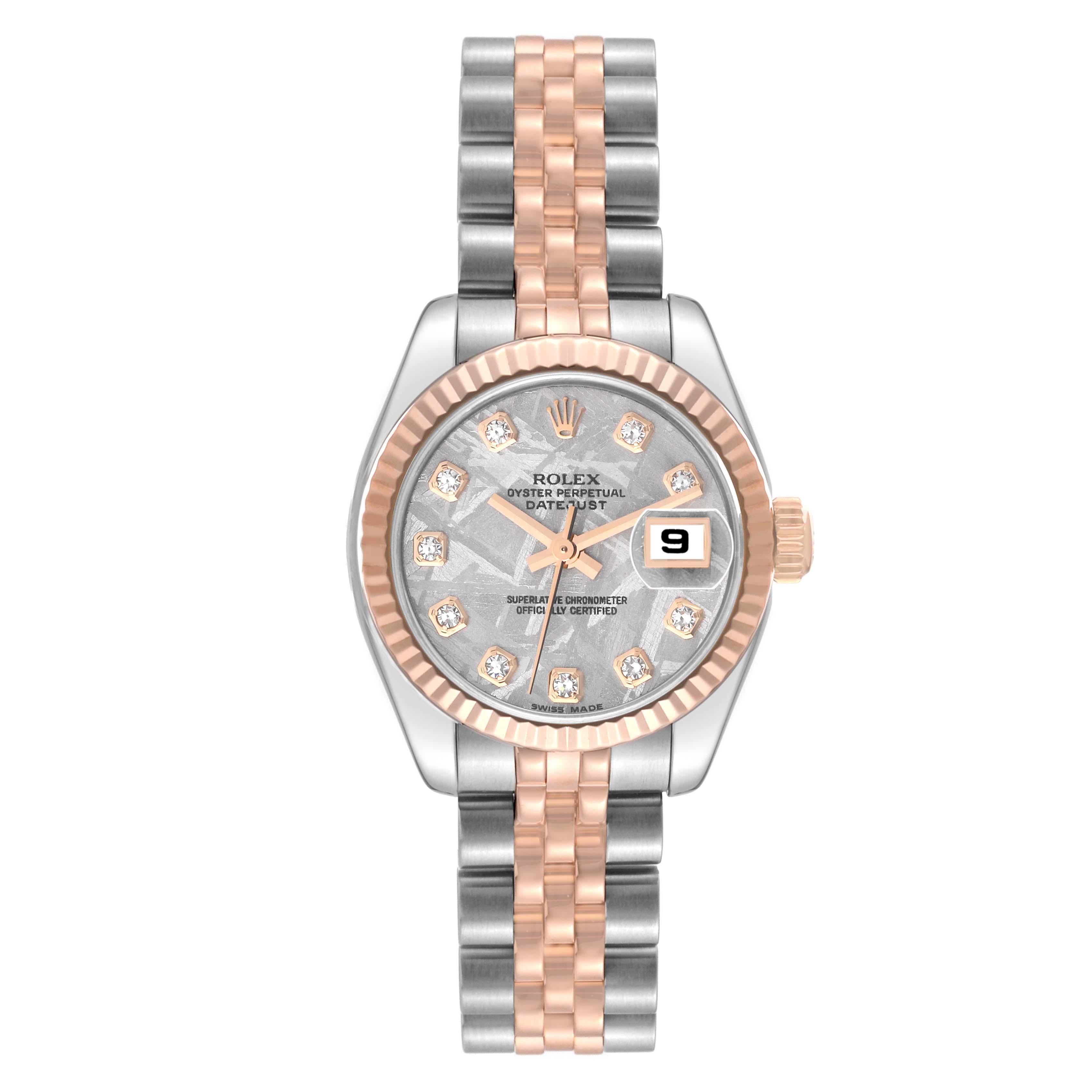 Rolex Datejust Steel Rose Gold Meteorite Diamond Ladies Watch 179171 4