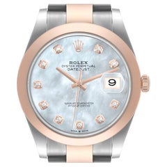 Rolex Datejust Steel Rose Gold MOP Diamond Dial Mens Watch 126301 Unworn