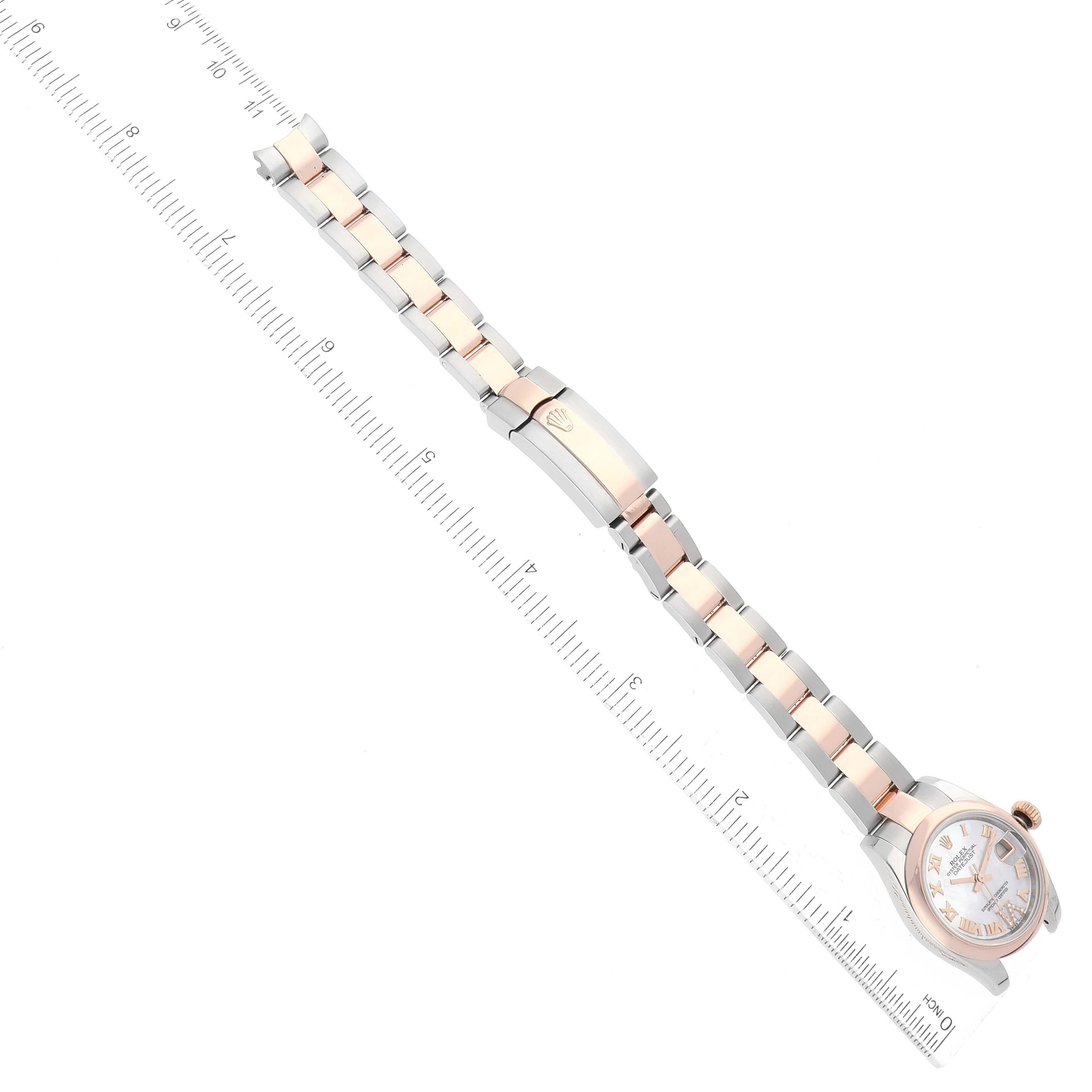 Rolex Datejust Steel Rose Gold Mother of Pearl Diamond Dial Ladies Watch 179161 For Sale 8