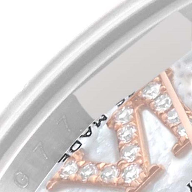 Rolex Datejust Damenuhr 179161 aus Stahl und Roségold mit Perlmutt-Diamant-Zifferblatt im Angebot 1