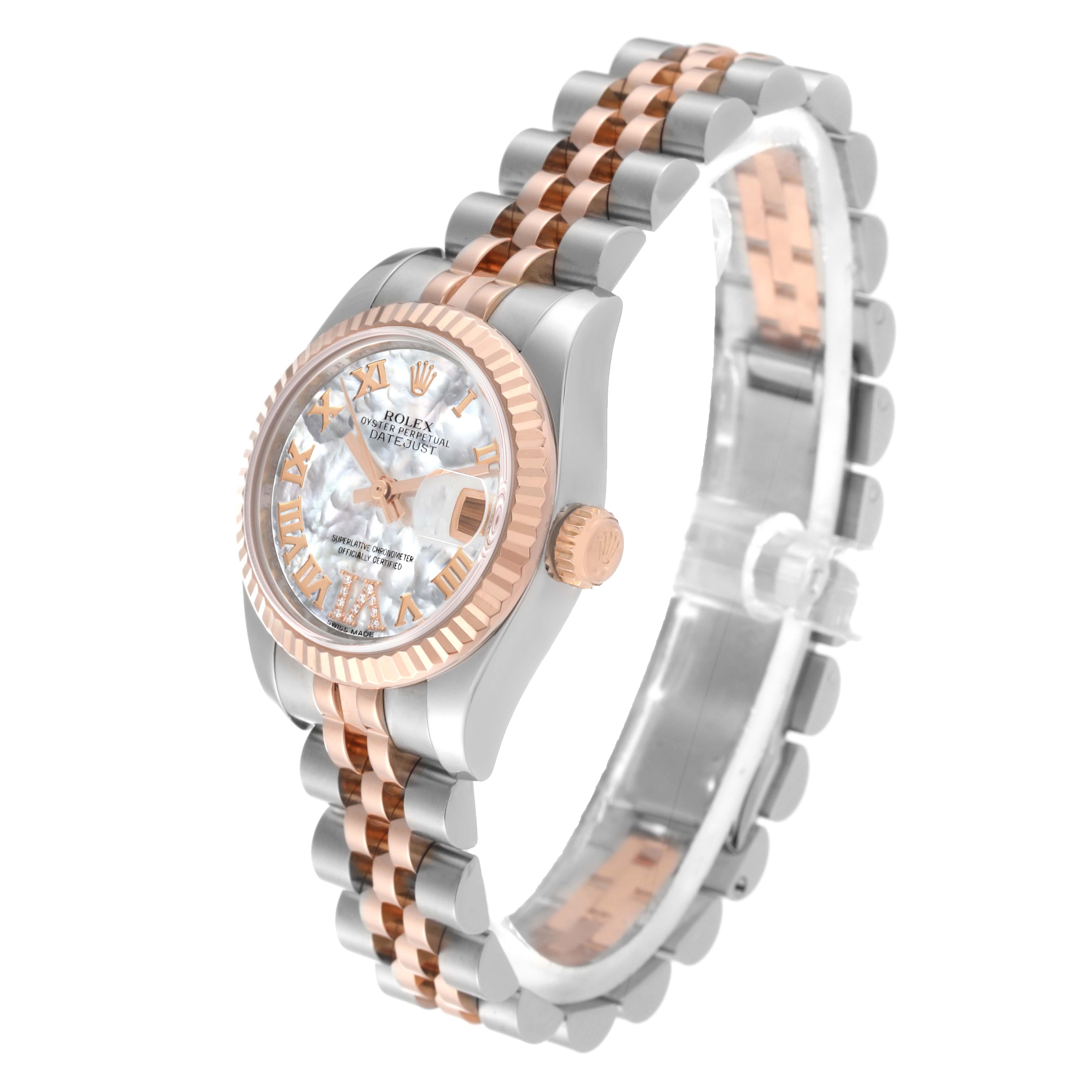 Rolex Datejust Steel Rose Gold Mother of Pearl Diamond Dial Ladies Watch 179171 For Sale 7