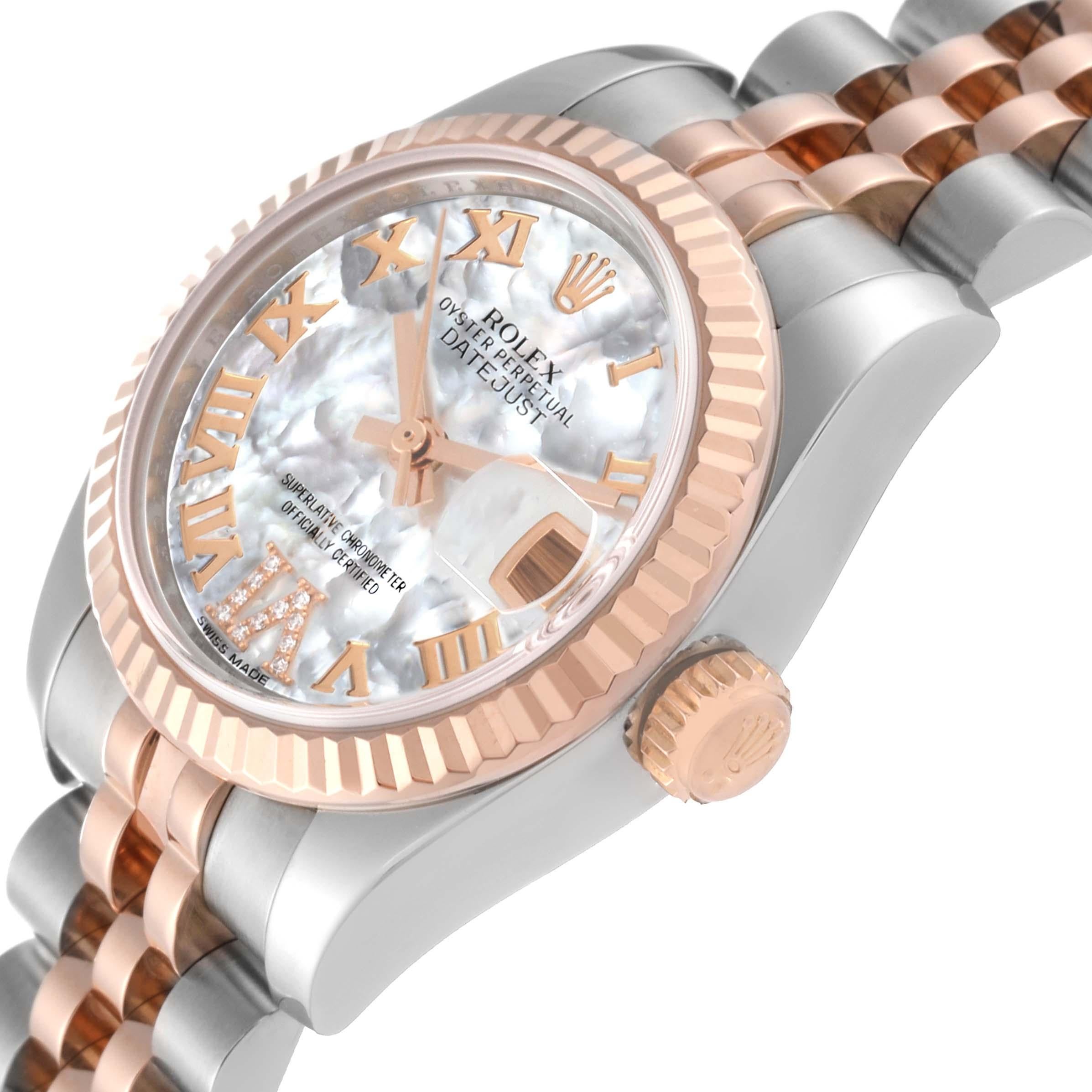 Rolex Datejust Steel Rose Gold Mother of Pearl Diamond Dial Ladies Watch 179171 For Sale 2