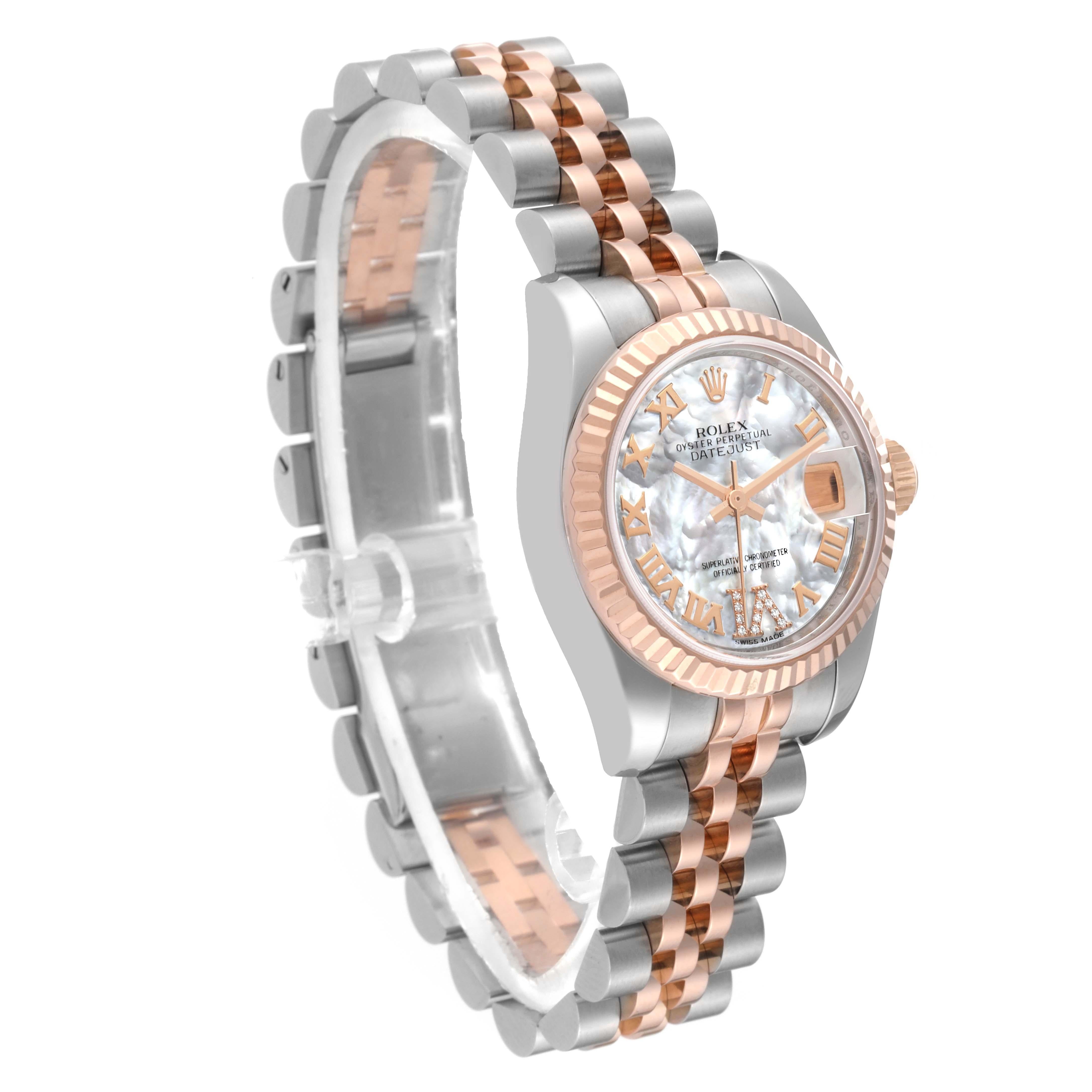 Rolex Datejust Steel Rose Gold Mother of Pearl Diamond Dial Ladies Watch 179171 For Sale 3