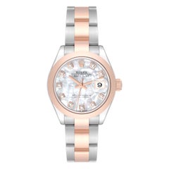 Rolex Datejust Steel Rose Gold Mother Of Pearl Diamond Ladies Watch 279161