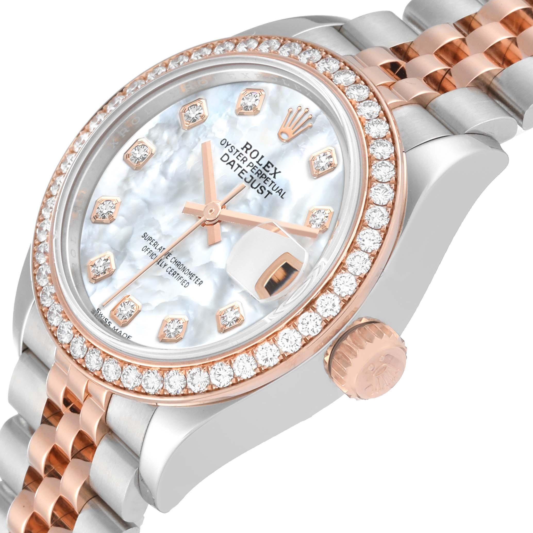 Rolex Datejust Steel Rose Gold Mother of Pearl Diamond Ladies Watch 279381 For Sale 1