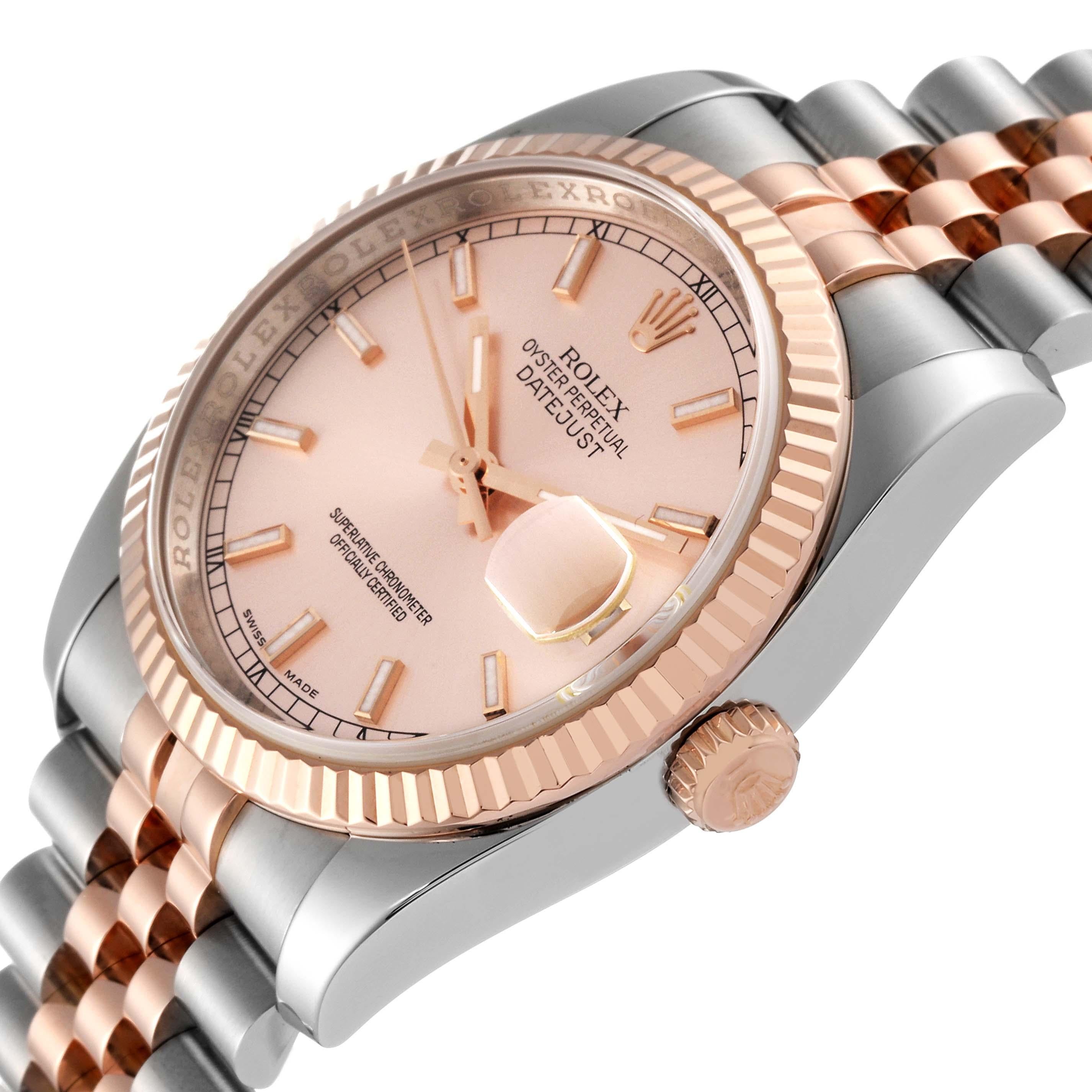 Rolex Datejust Steel Rose Gold Pink Dial Mens Watch 116231 Box Papers en vente 6