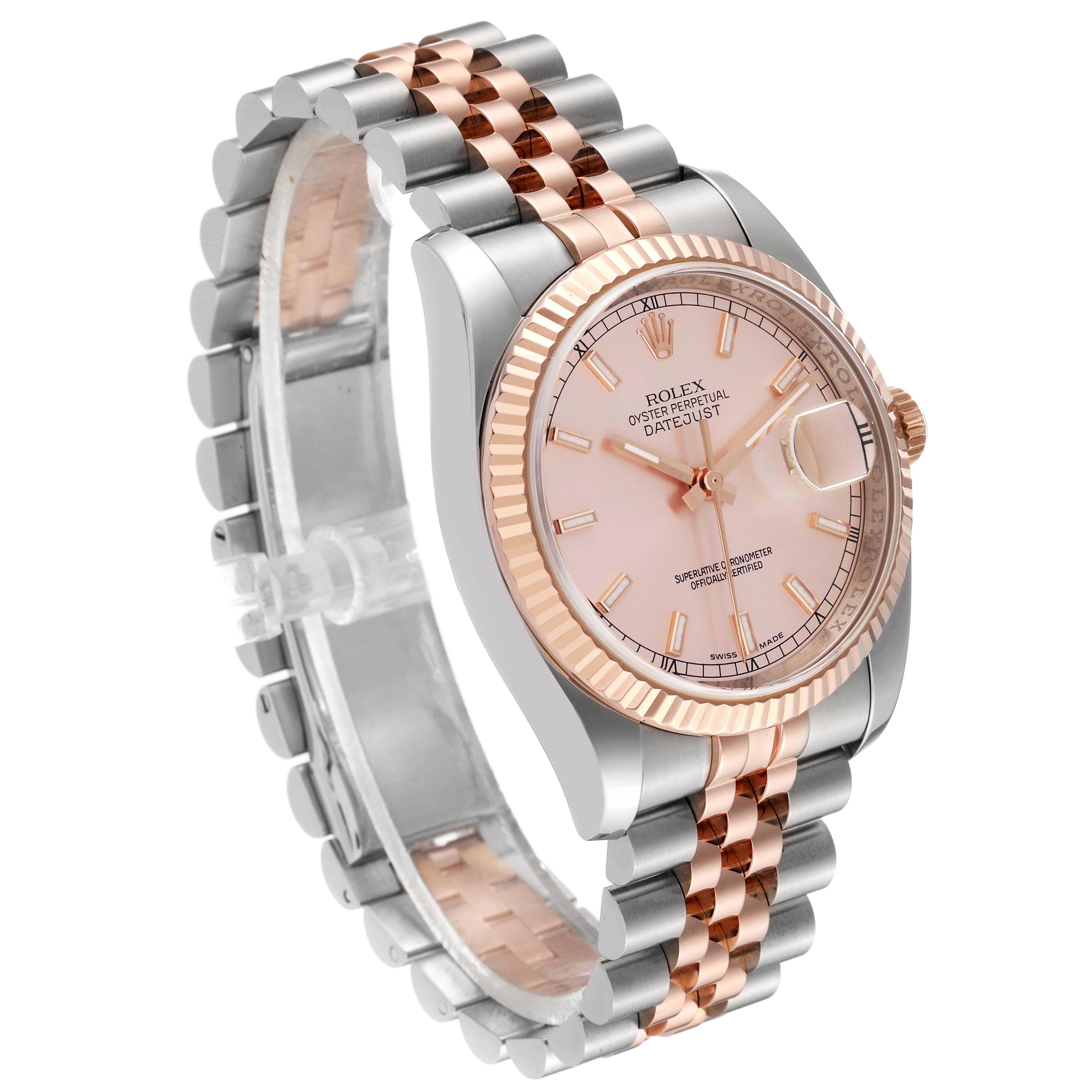 Rolex Datejust Steel Rose Gold Pink Dial Mens Watch 116231 Box Papers en vente 8