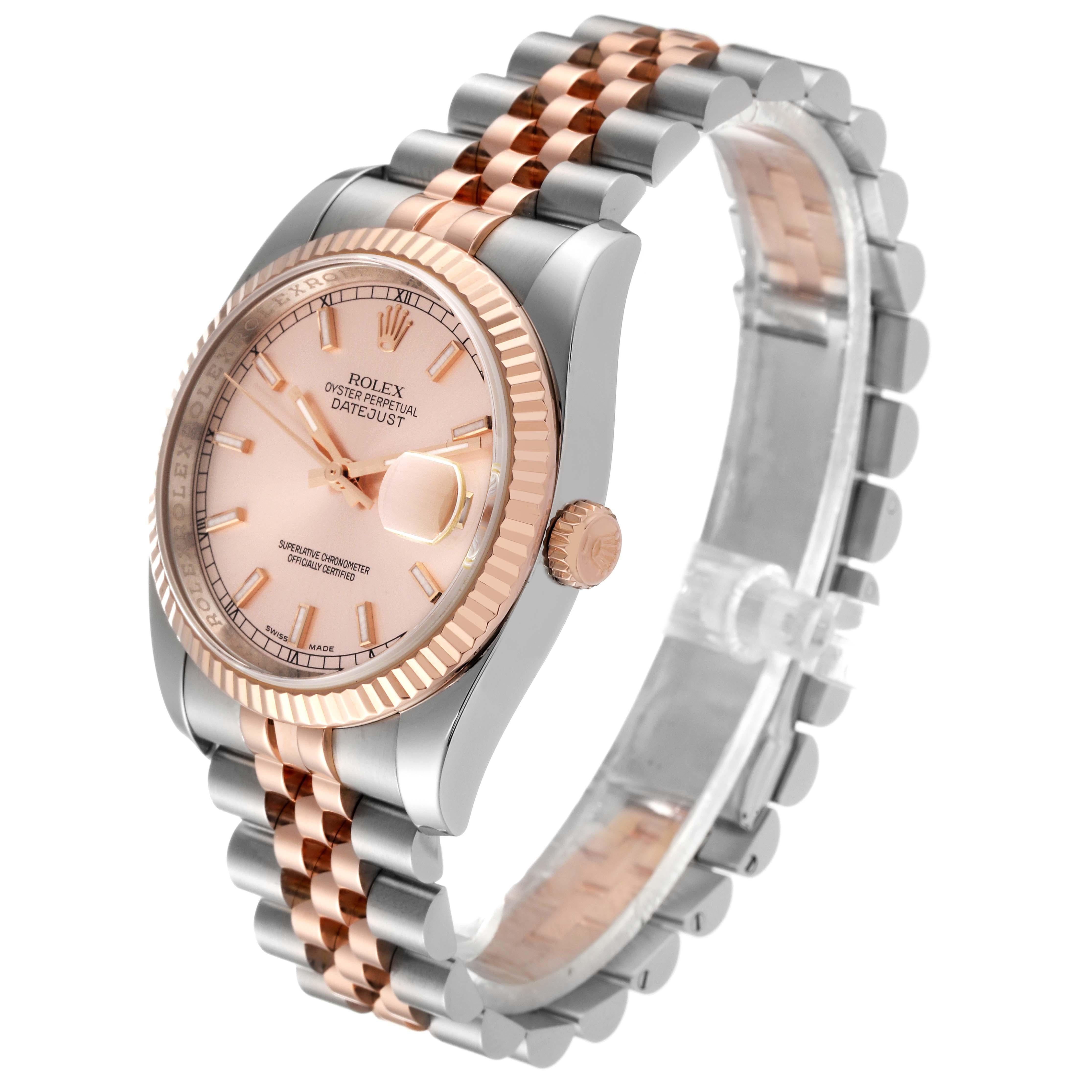 Rolex Datejust Steel Rose Gold Pink Dial Mens Watch 116231 Box Papers en vente 2
