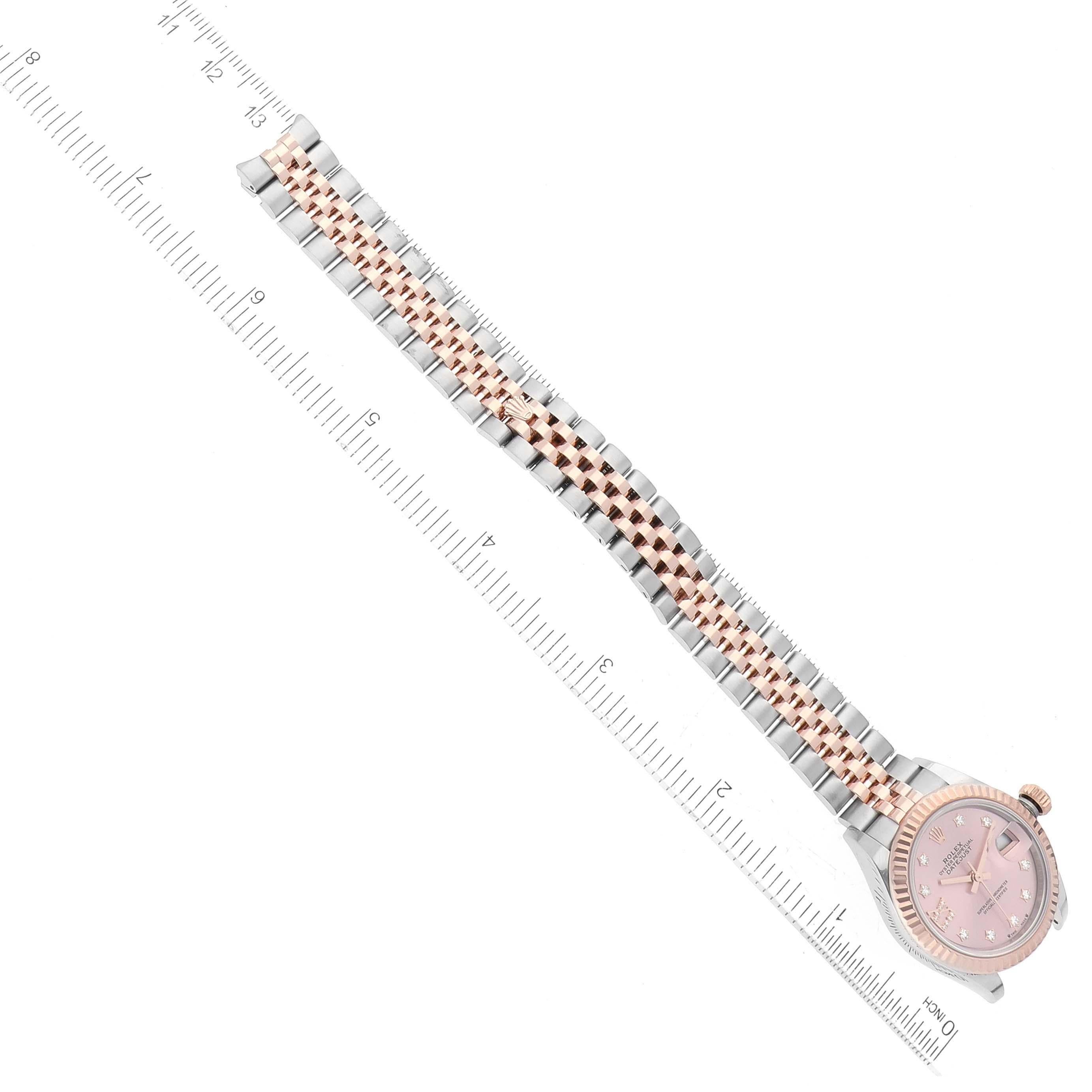 Rolex Datejust Steel Rose Gold Pink Diamond Dial Ladies Watch 279171 Box Card 5