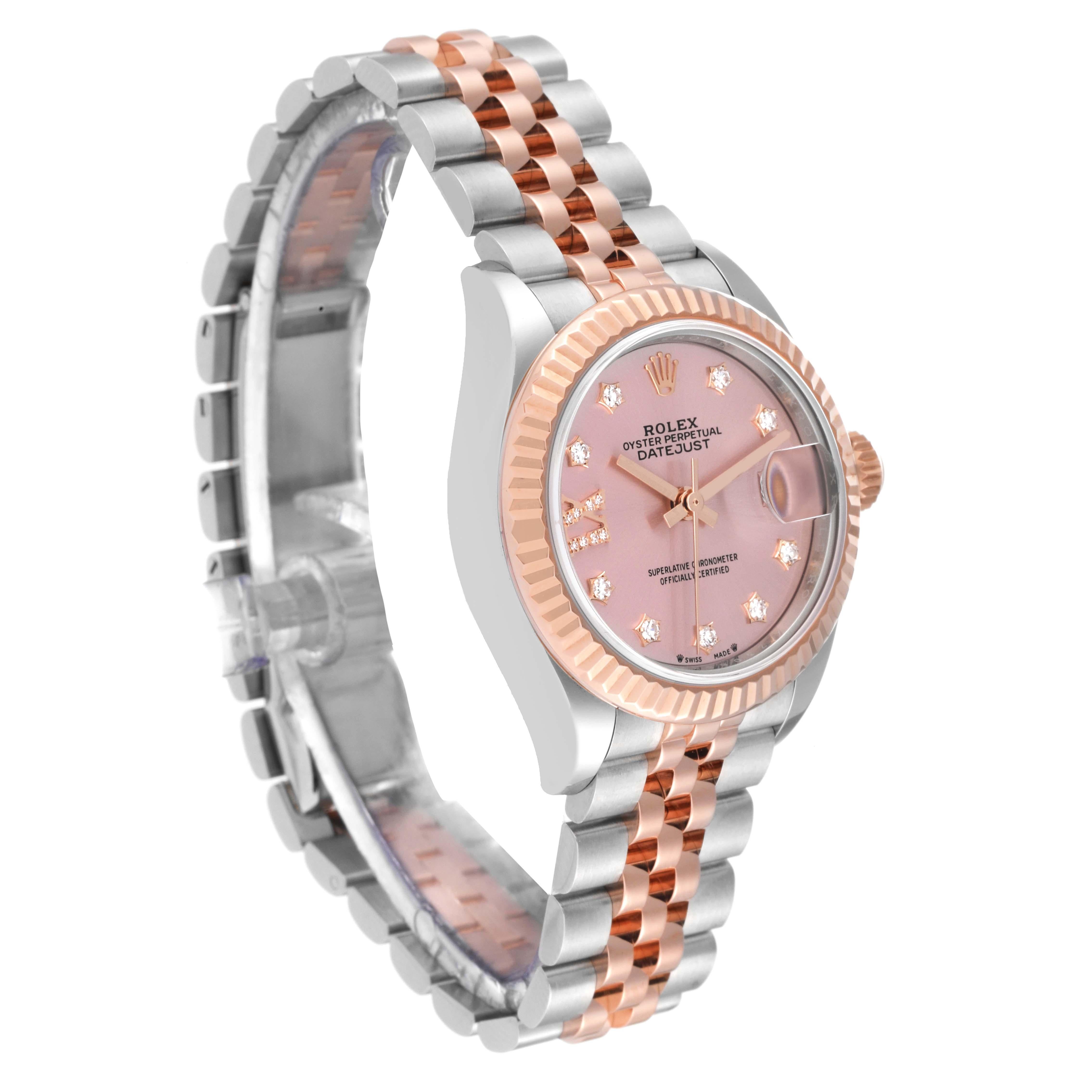 Rolex Datejust Stahl Rose Gold Pink Diamond Dial Damenuhr 279171 Box Karte im Zustand „Hervorragend“ in Atlanta, GA