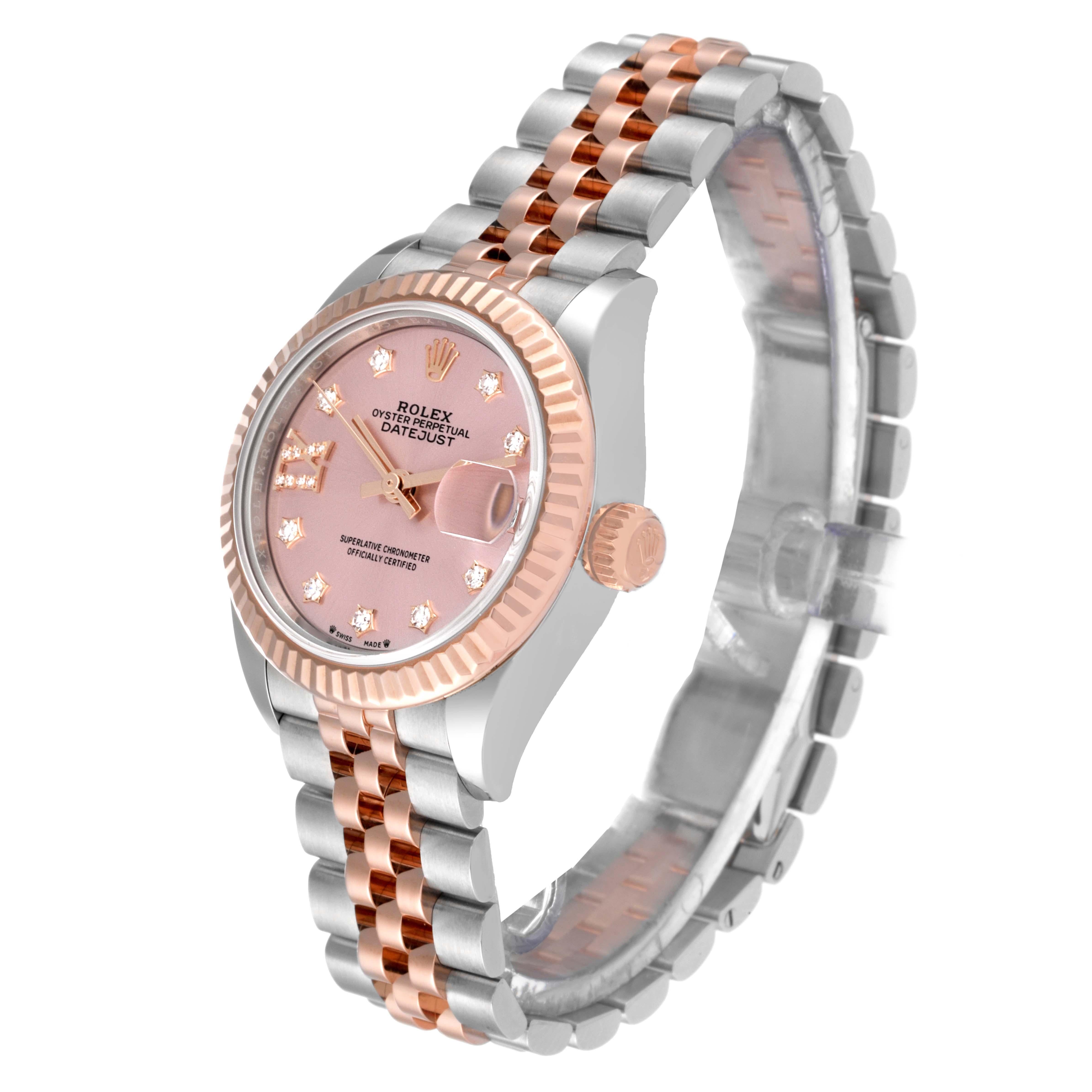 Rolex Datejust Steel Rose Gold Pink Diamond Dial Ladies Watch 279171 Box Card In Excellent Condition In Atlanta, GA