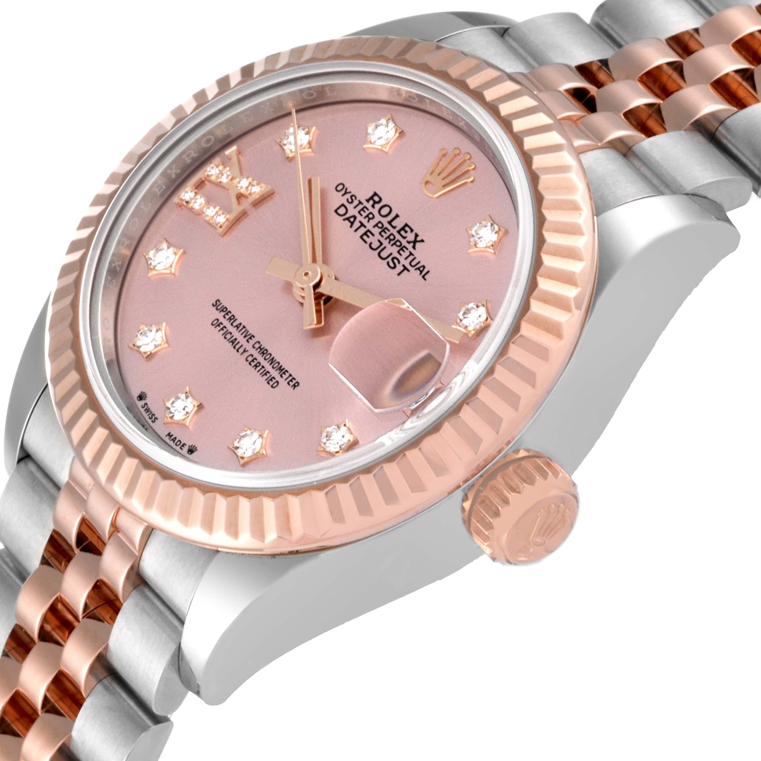 Women's Rolex Datejust Steel Rose Gold Pink Diamond Dial Ladies Watch 279171 Box Card