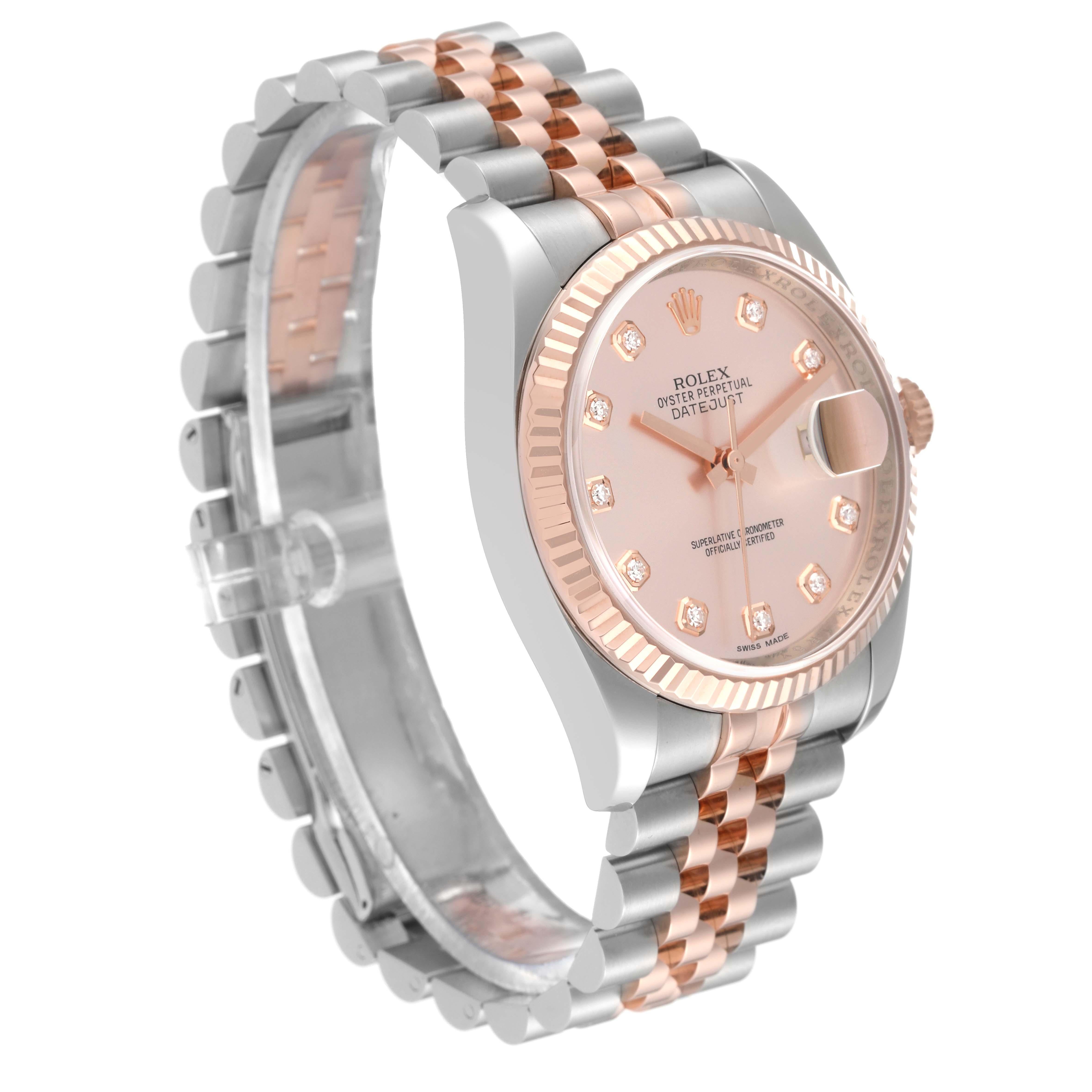 Rolex Datejust Steel Rose Gold Pink Diamond Dial Mens Watch 116231 In Excellent Condition For Sale In Atlanta, GA