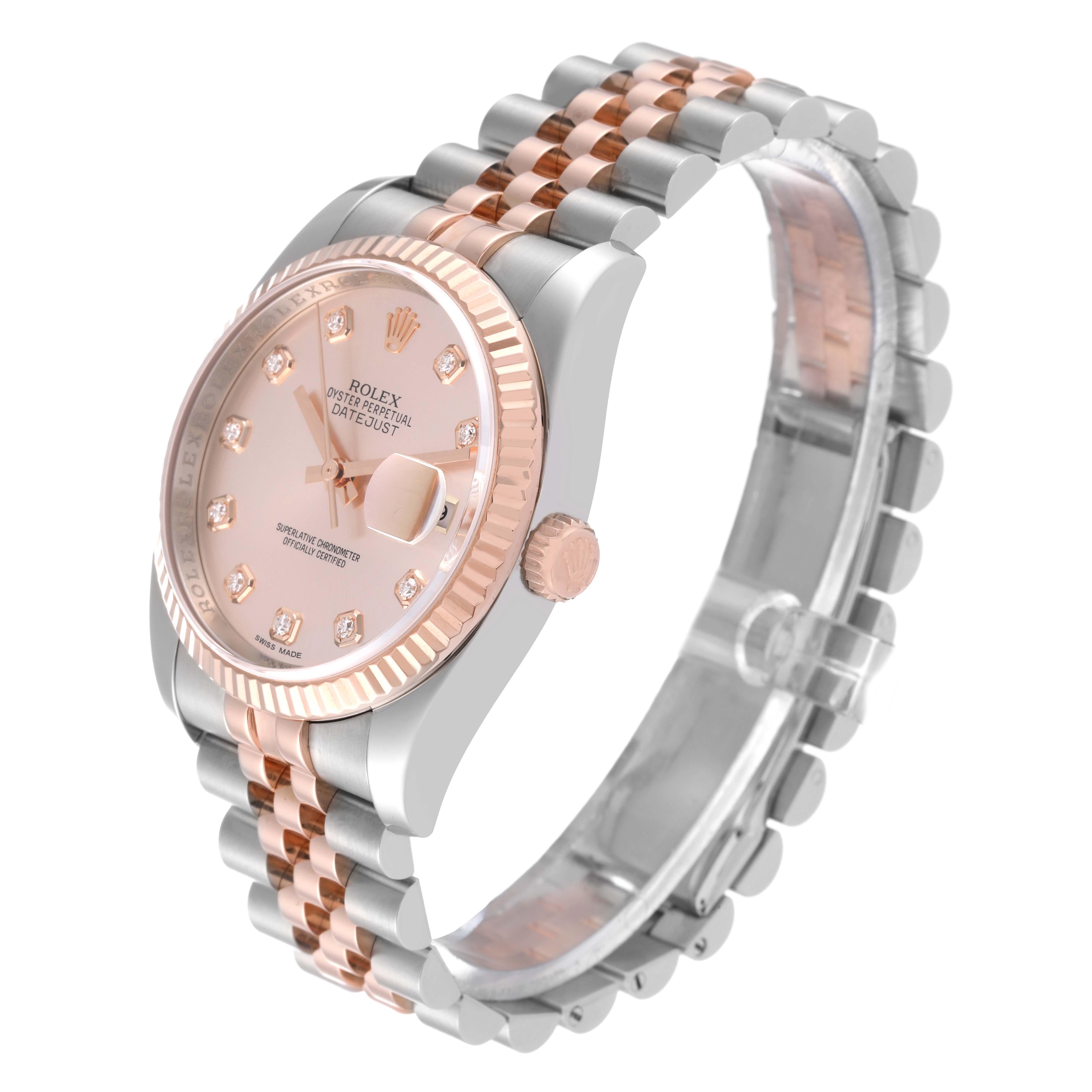 Men's Rolex Datejust Steel Rose Gold Pink Diamond Dial Mens Watch 116231 For Sale