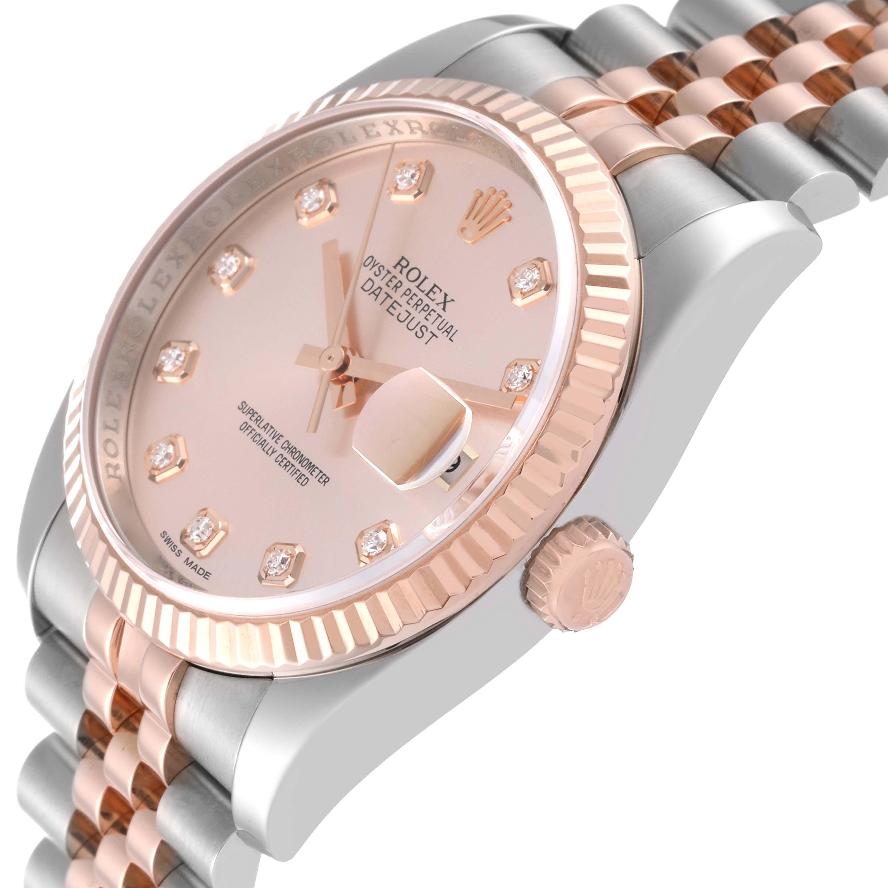 Rolex Datejust Steel Rose Gold Pink Diamond Dial Mens Watch 116231 For Sale 1