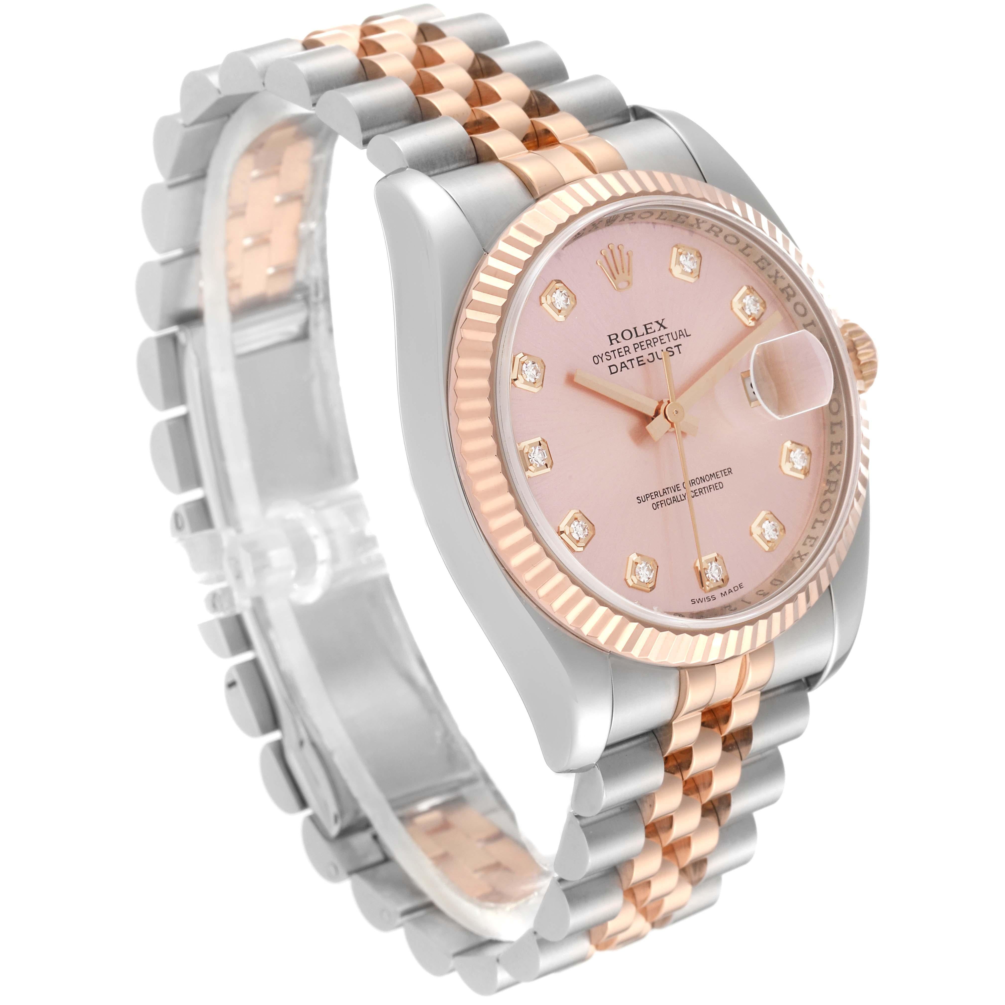 Rolex Datejust Steel Rose Gold Pink Diamond Dial Mens Watch 116231 For Sale 4