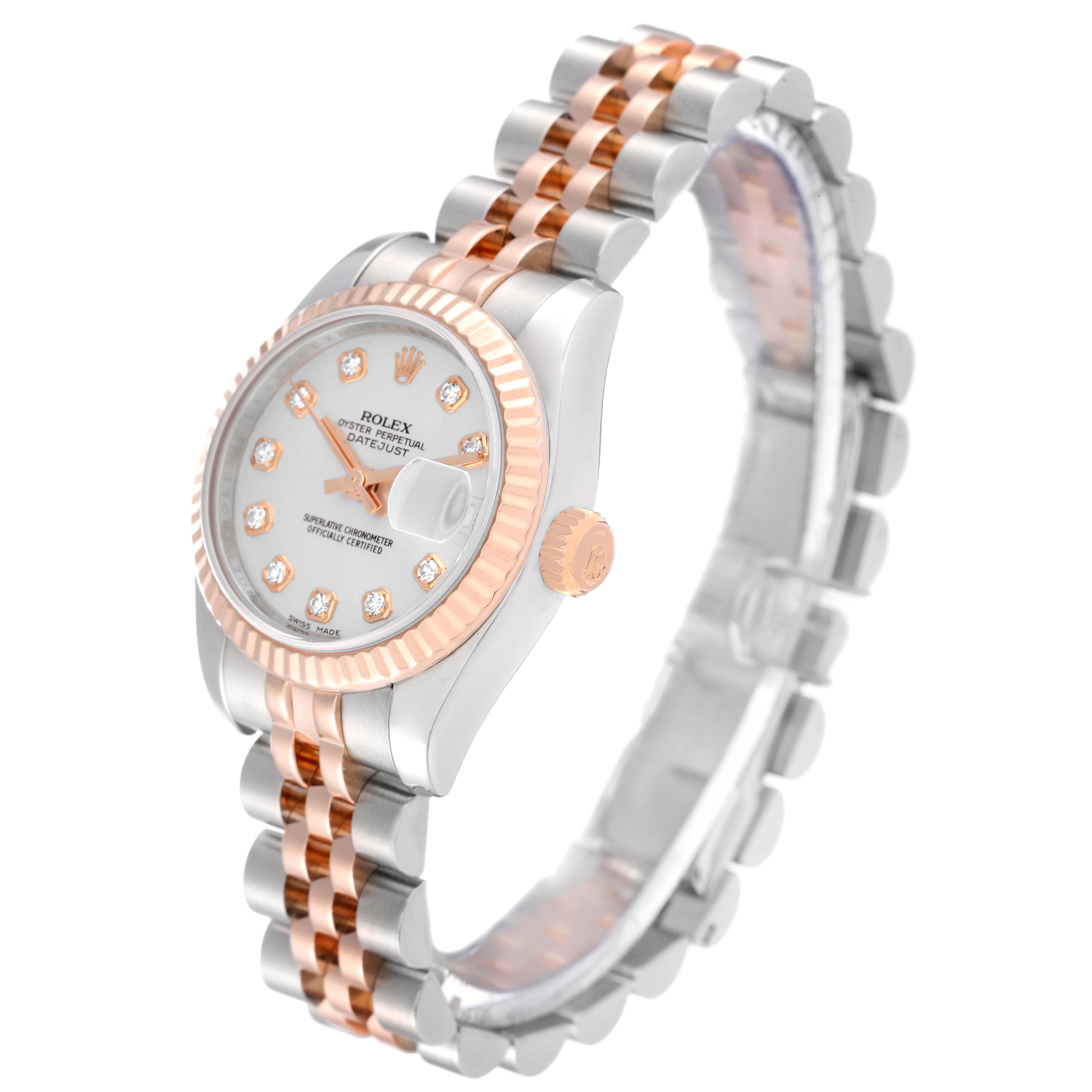 Women's Rolex Datejust Steel Rose Gold Silver Diamond Dial Ladies Watch 179171