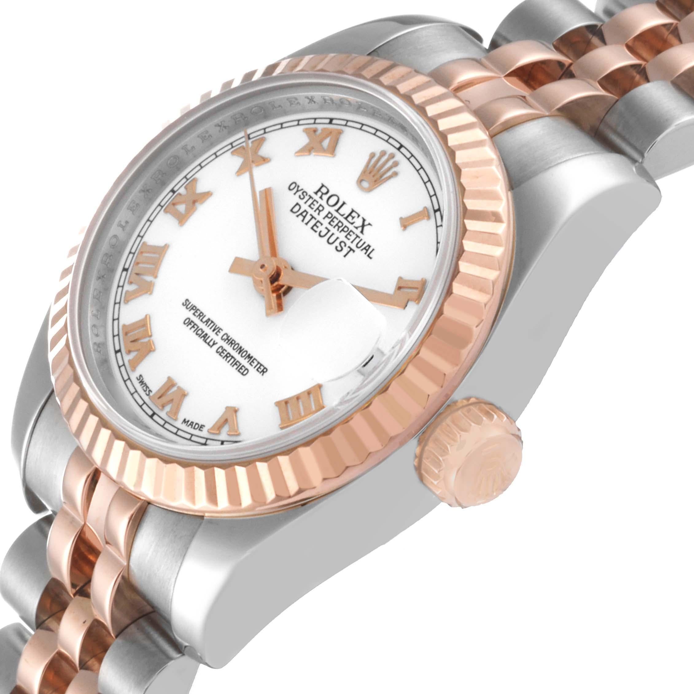 Rolex Datejust Steel Rose Gold White Dial Ladies Watch 179171 In Excellent Condition In Atlanta, GA