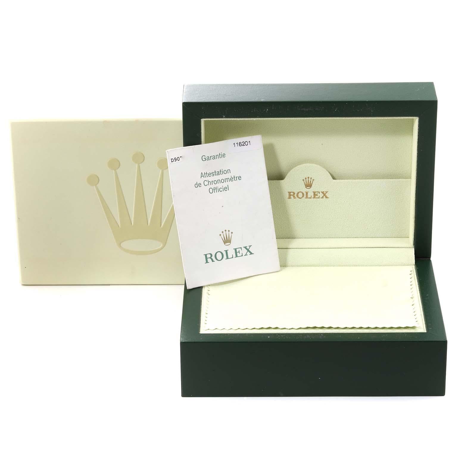 Rolex Datejust Stahl Roségold Weißes Diamant-Zifferblatt Herrenuhr 116201 Box Papiere im Angebot 9