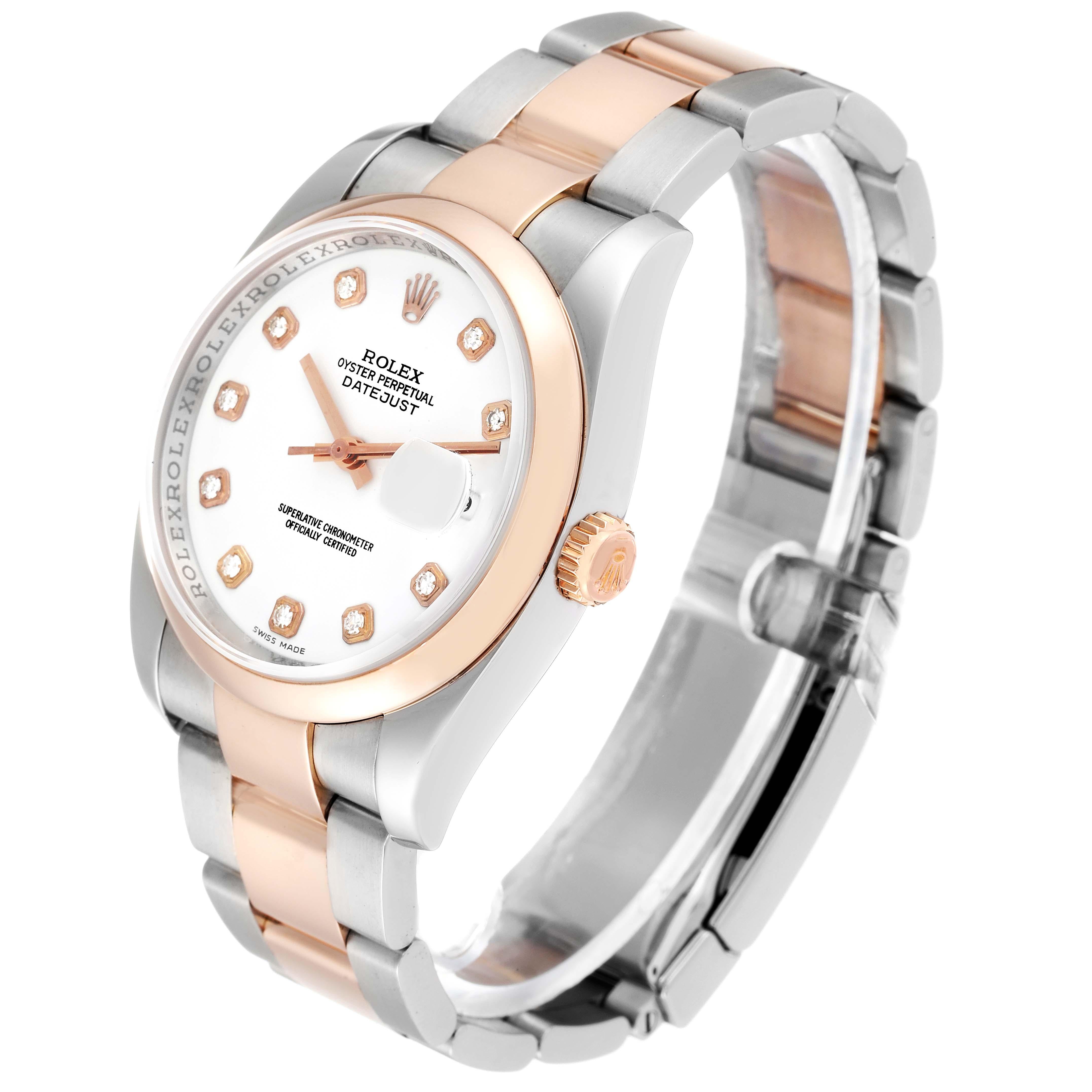 Men's Rolex Datejust Steel Rose Gold White Diamond Dial Mens Watch 116201 Box Papers For Sale