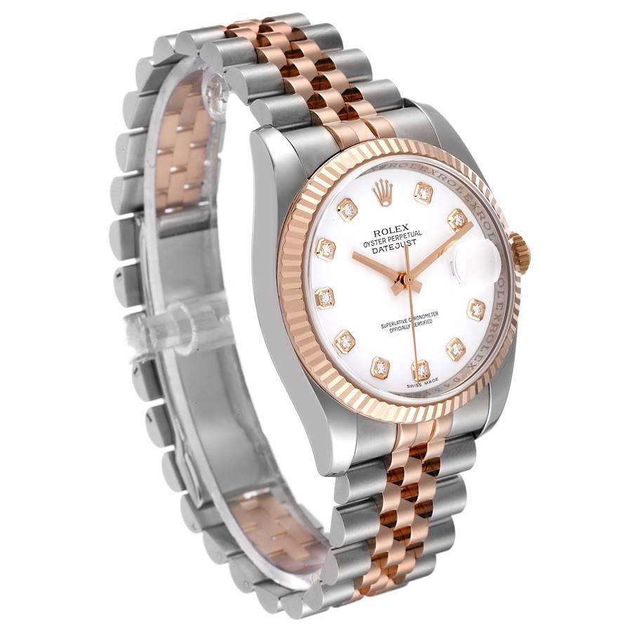 Rolex Datejust Herrenuhr aus Stahl, Roségold mit weißem Diamant-Zifferblatt 116231 im Zustand „Hervorragend“ im Angebot in Atlanta, GA