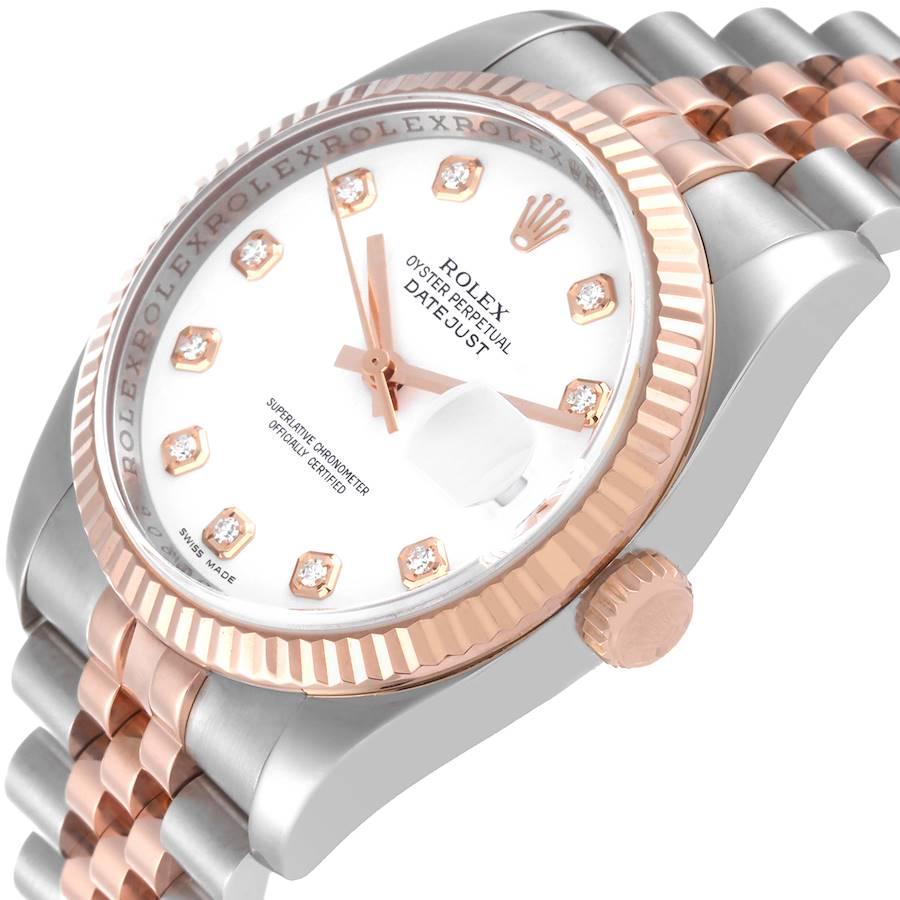 Men's Rolex Datejust Steel Rose Gold White Diamond Dial Mens Watch 116231