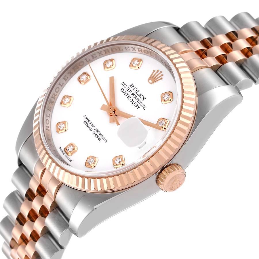 Rolex Datejust Herrenuhr aus Stahl, Roségold mit weißem Diamant-Zifferblatt 116231 im Angebot 2