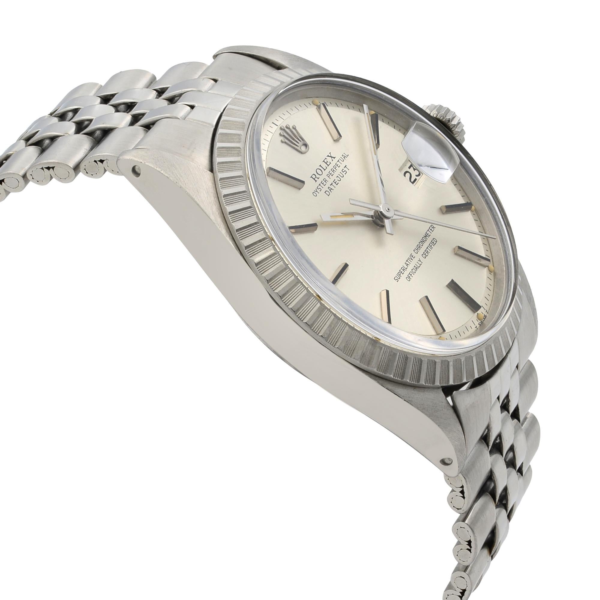 Rolex Datejust Steel Silver Dial Engine Turned Bezel Automatic Men's Watch 1603 1