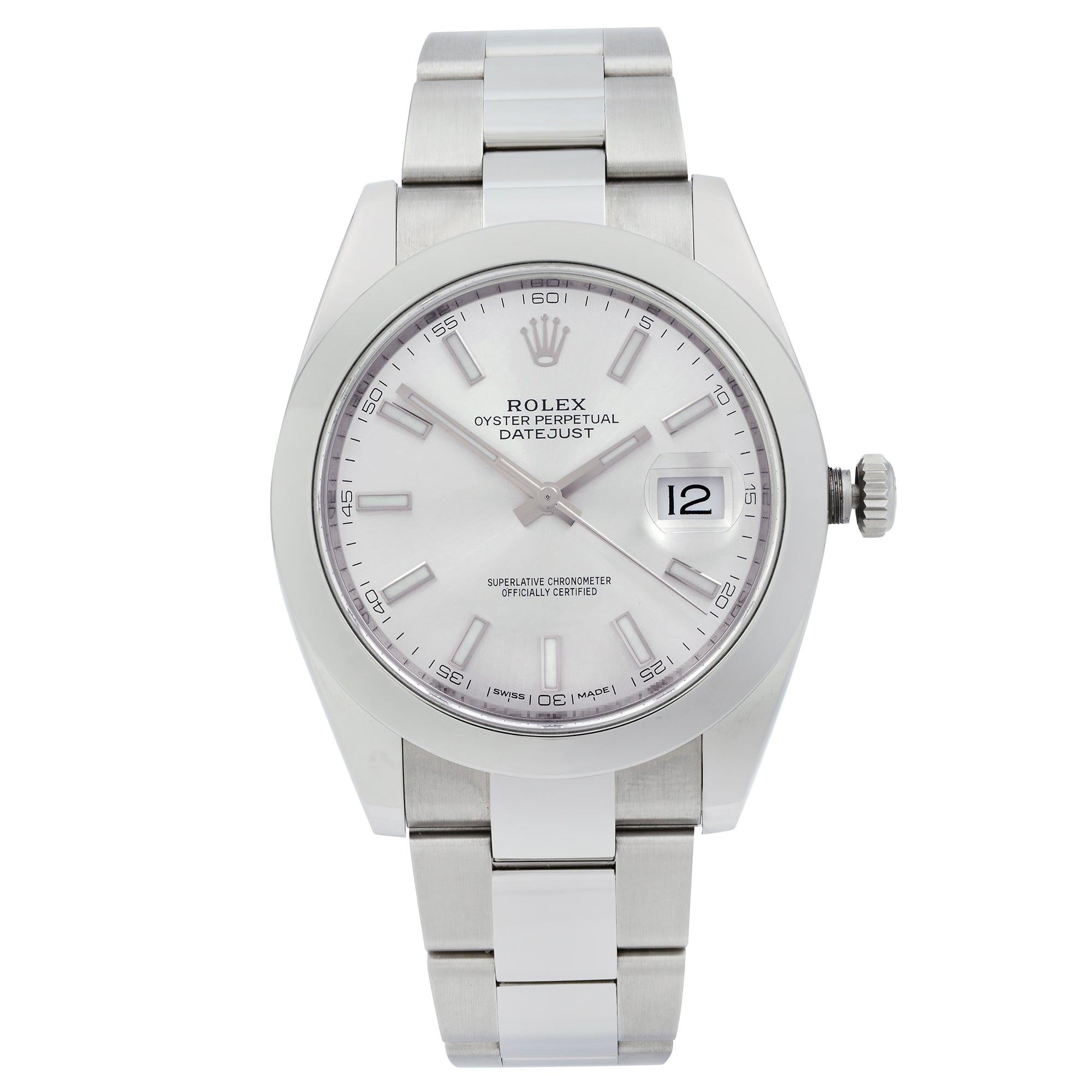 Rolex Datejust Steel Silver Index Dial Smooth Automatic Men's Watch 126300