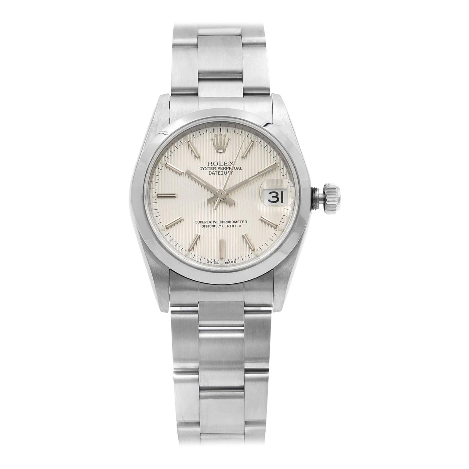 Rolex Datejust Steel Silver Tapestry Dial Automatic Ladies Watch 78240