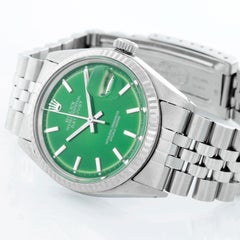 Montre Rolex Datejust en acier 1601 cadran vert