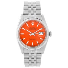 Rolex Datejust Steel Watch 1601 Orange Dial Men's Watch