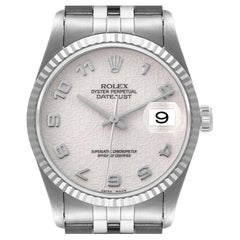 Rolex Datejust Steel White Gold Anniversary Arabic Dial Mens Watch 16234 Papers