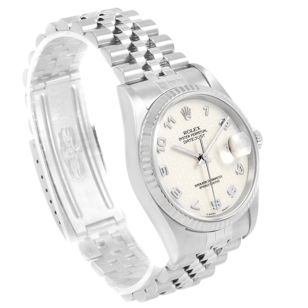 Men's Rolex Datejust Steel White Gold Anniversary Arabic Dial Watch 16234 For Sale