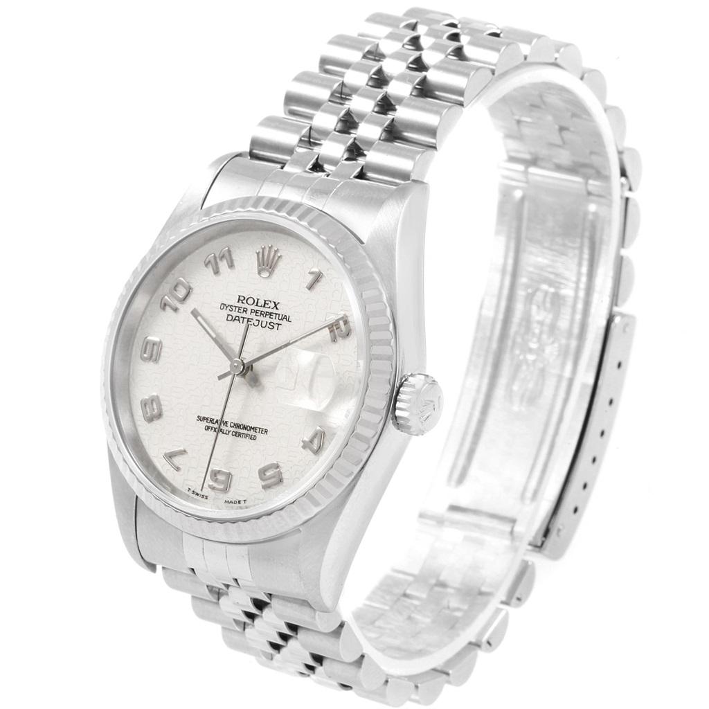 Rolex Datejust Steel White Gold Anniversary Arabic Dial Watch 16234 For Sale 2
