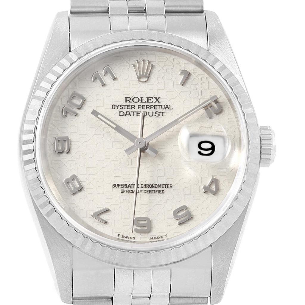 Rolex Datejust Steel White Gold Anniversary Arabic Dial Watch 16234 For Sale
