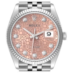Rolex Datejust Steel White Gold Anniversary Diamond Dial Mens Watch 126234