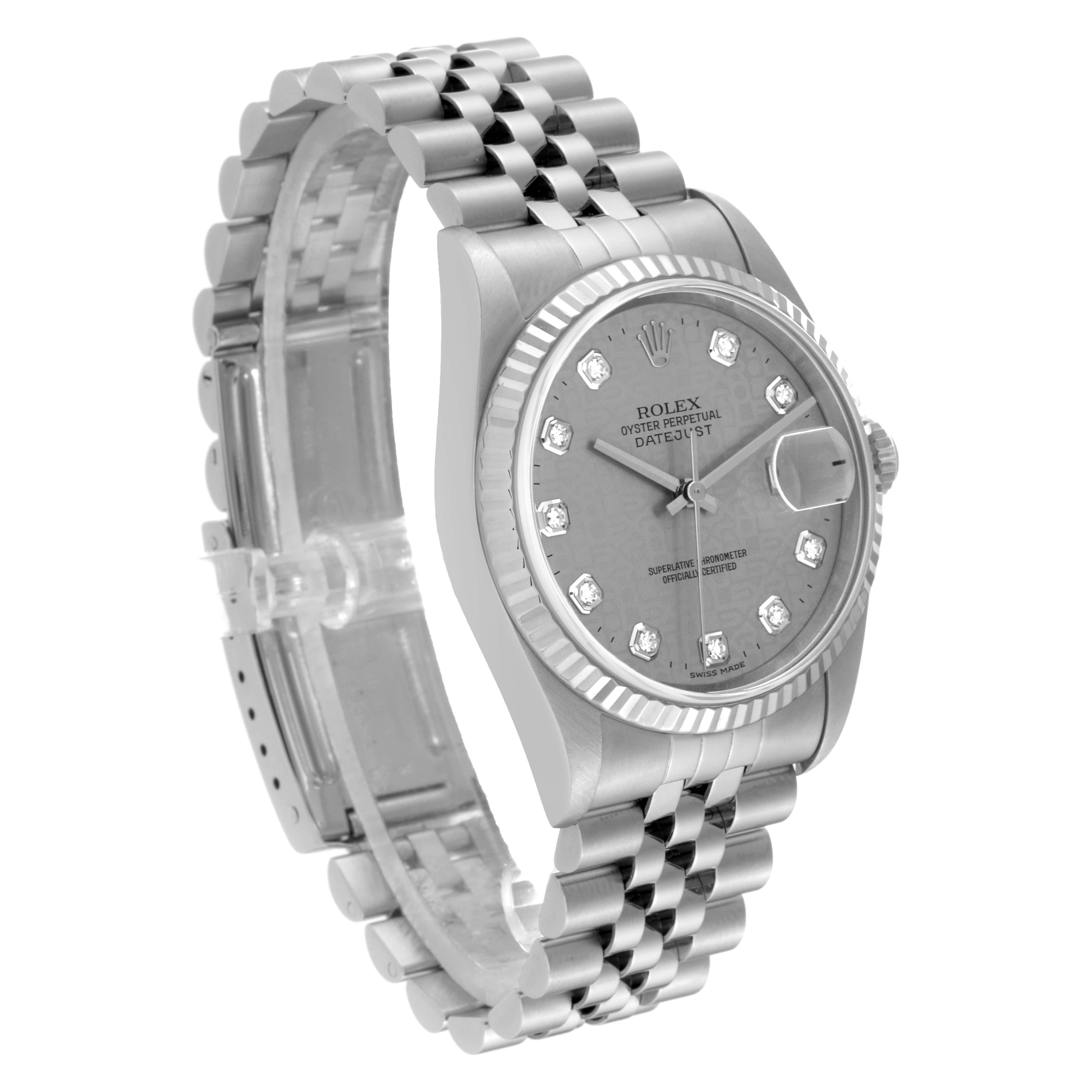 Men's Rolex Datejust Steel White Gold Anniversary Diamond Dial Mens Watch 16234 For Sale