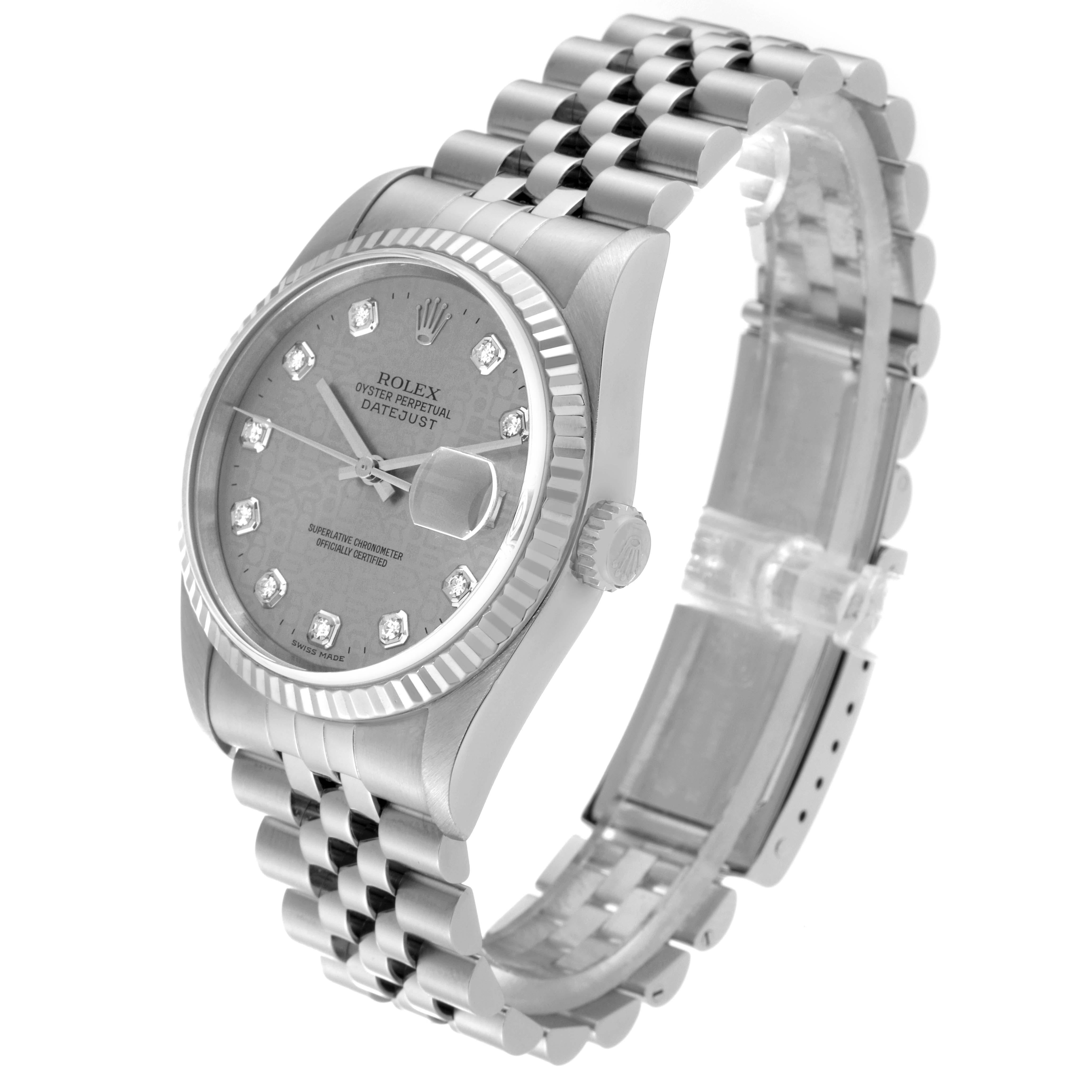 Rolex Datejust Steel White Gold Anniversary Diamond Dial Mens Watch 16234 For Sale 2