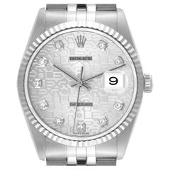 Rolex Datejust Steel White Gold Anniversary Diamond Dial Mens Watch 16234