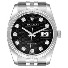 Rolex Datejust Steel White Gold Anniversary Diamond Mens Watch 116234