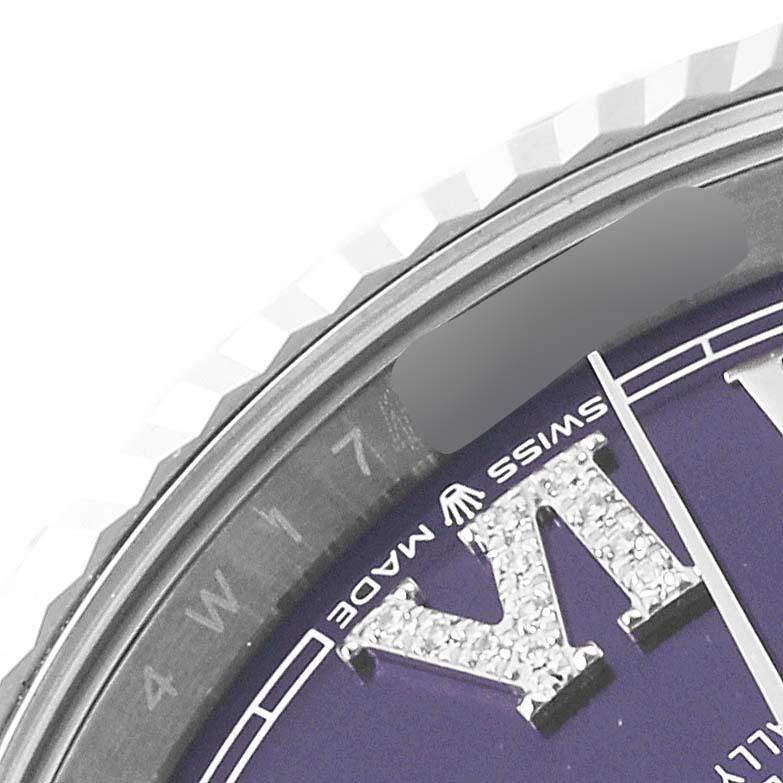 Rolex Datejust Steel White Gold Aubergine Diamond Dial Mens Watch 126234 In Excellent Condition In Atlanta, GA