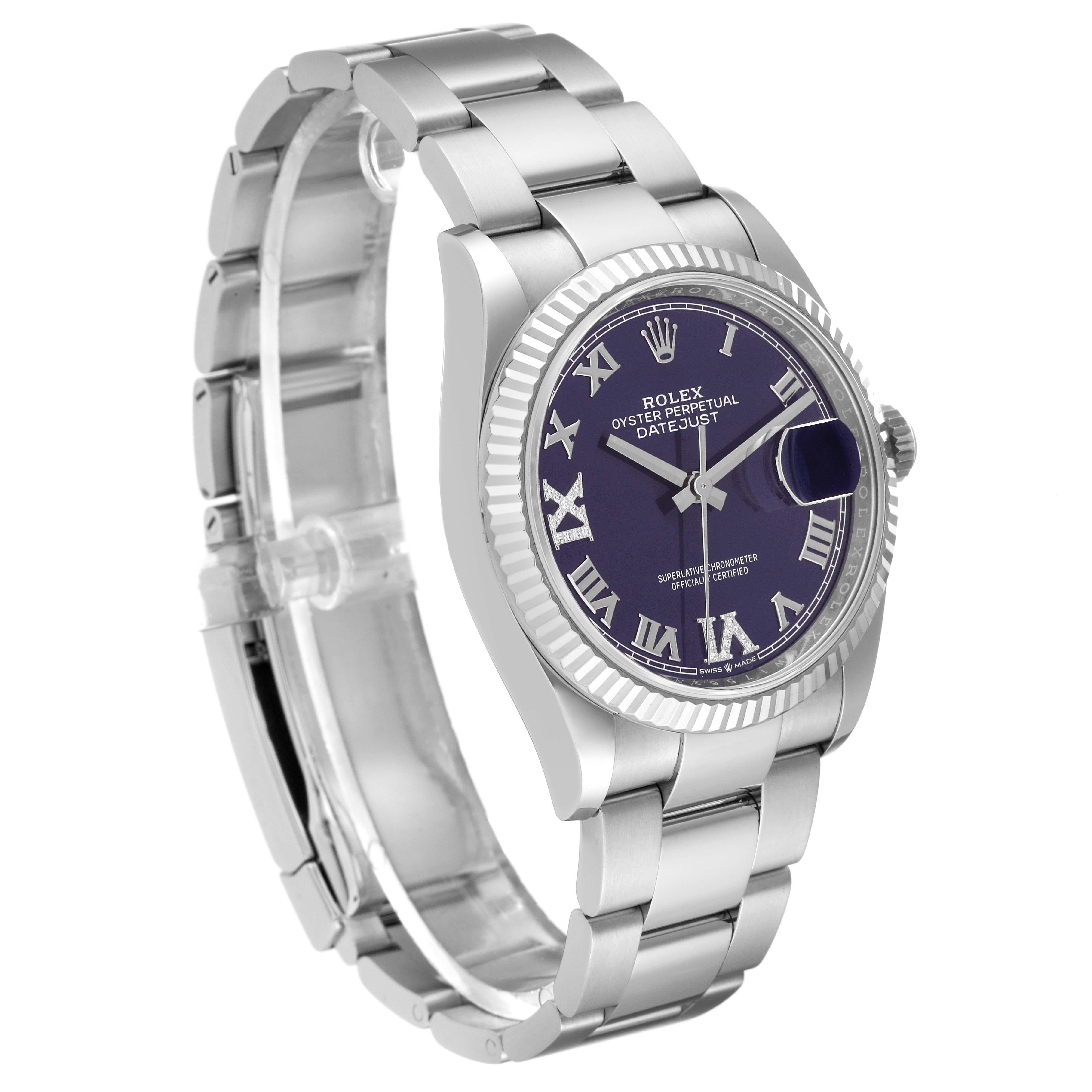Rolex Datejust Steel White Gold Aubergine Diamond Dial Mens Watch 126234 2