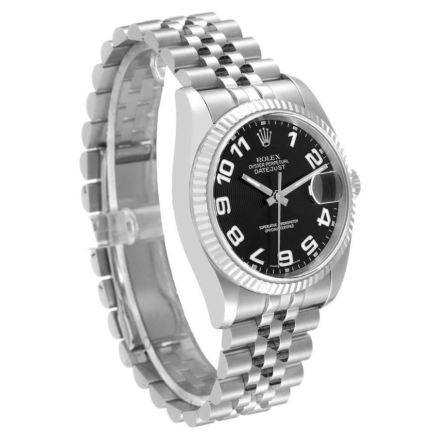 Rolex Datejust Steel White Gold Black Concentric Dial Watch 116234 In Excellent Condition In Atlanta, GA
